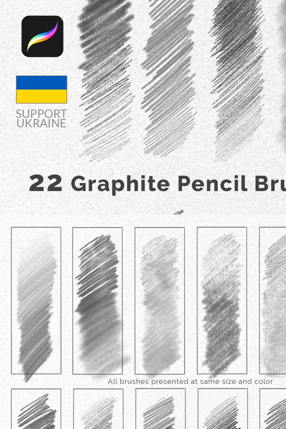 Pencil Brushes Procreate Pack of 22 pinterest preview image.