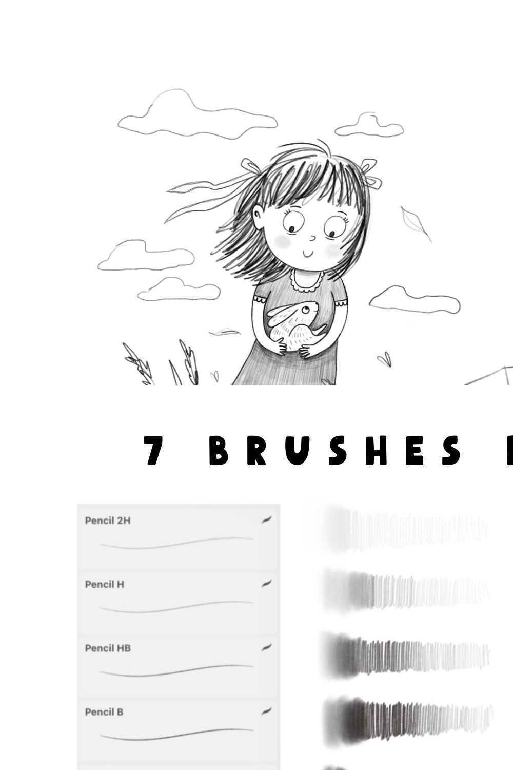 Pencils brushes for Procreate pinterest preview image.