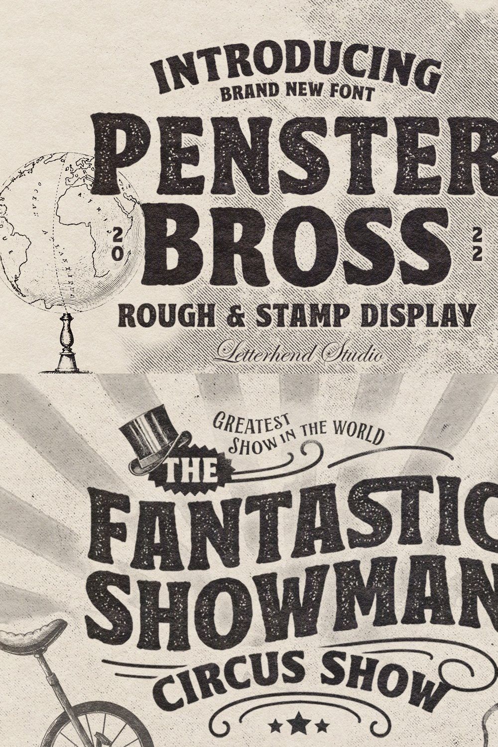 Penster Bross - Rough Display Font pinterest preview image.
