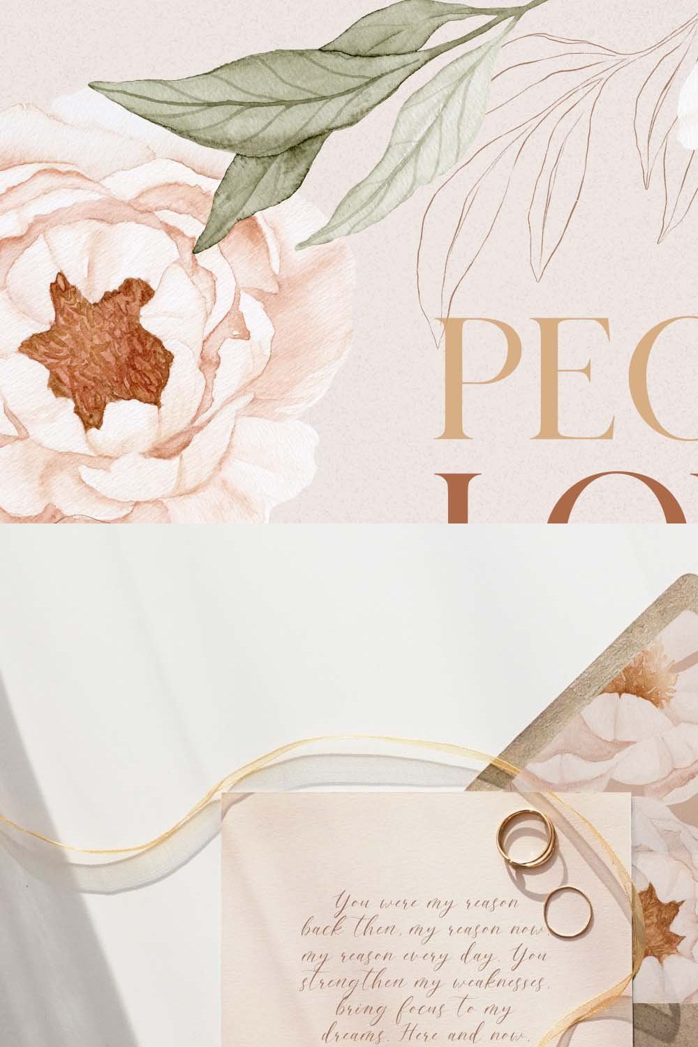 Peony Love watercolor patterns pinterest preview image.