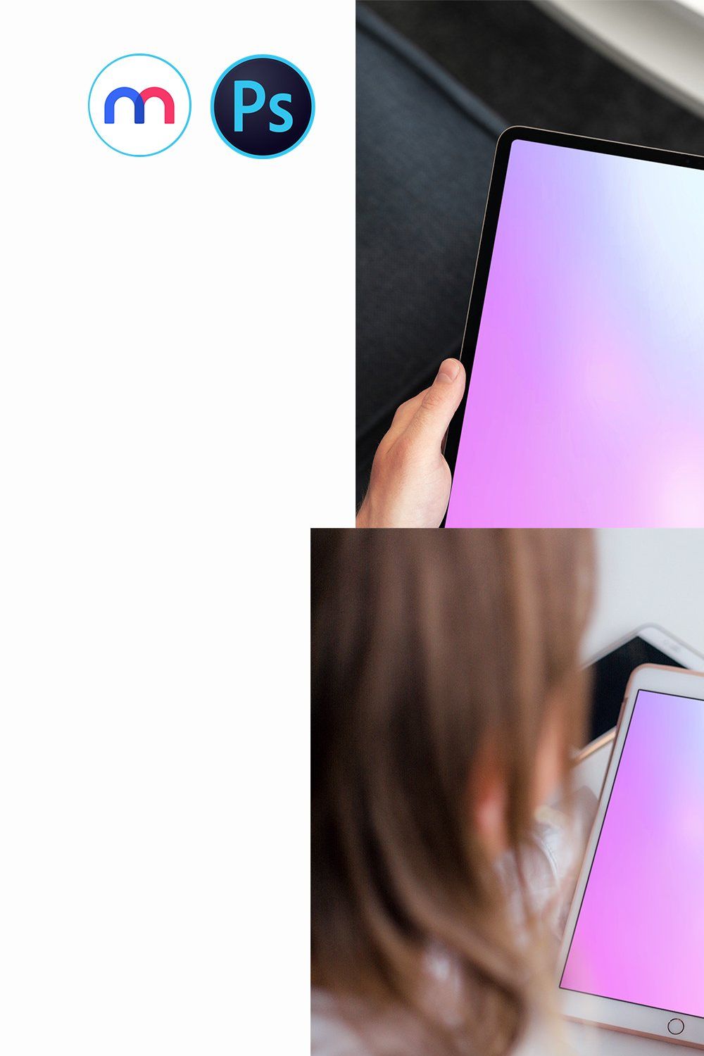 Person Holding iPad Mockup Bundle pinterest preview image.