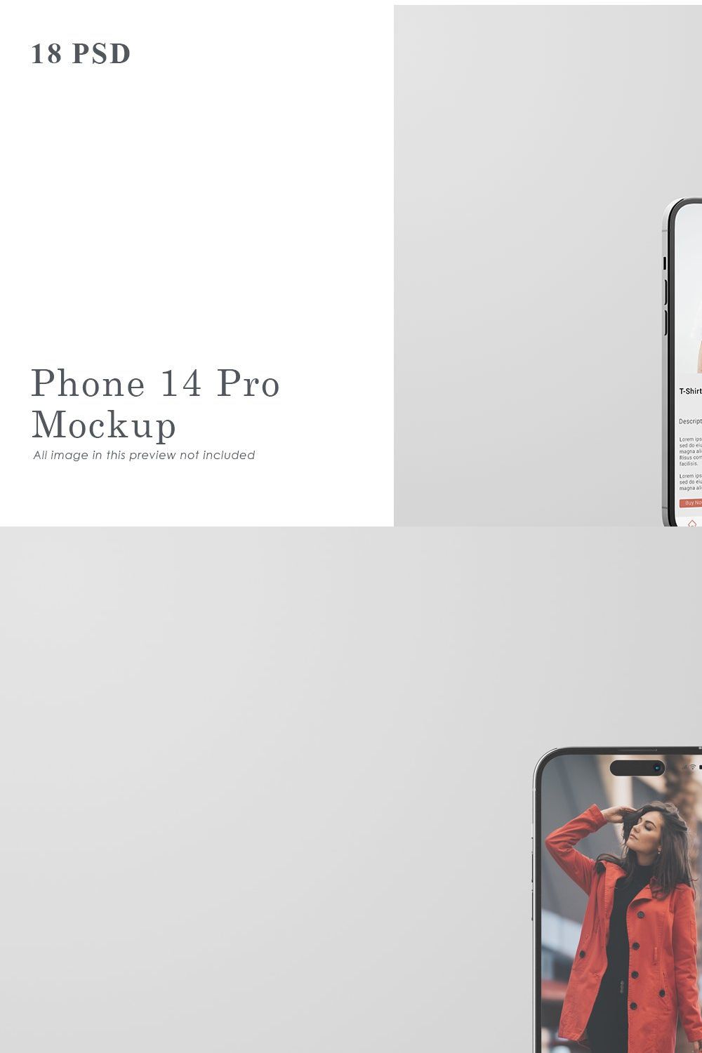 Phone 14 Pro Mockup pinterest preview image.