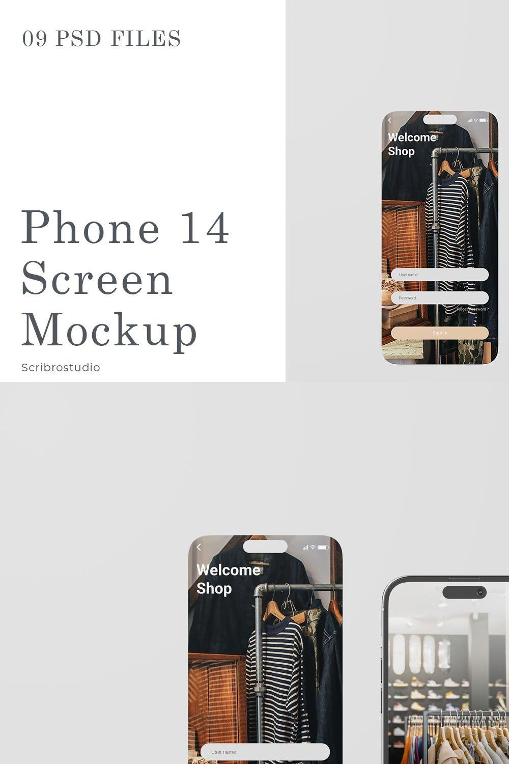 Phone 14 Pro Screen Mockup pinterest preview image.