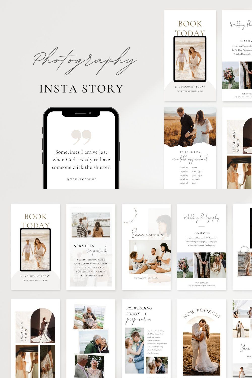 Photography Instagram Story Template pinterest preview image.