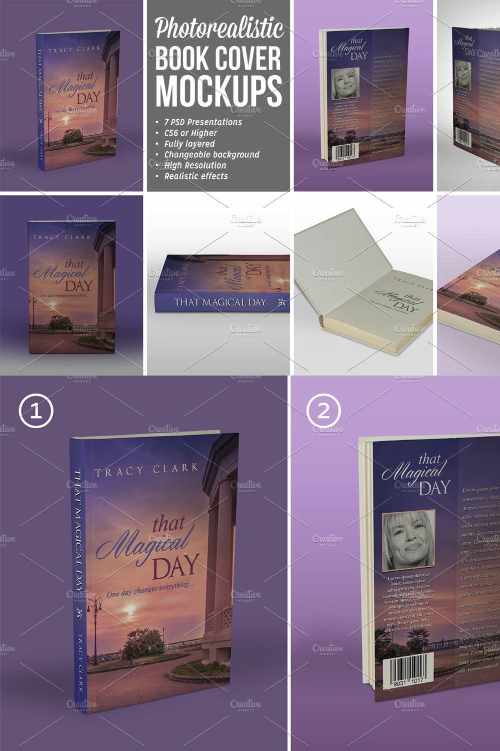 Photorealistic Book Cover Mockups 02 pinterest preview image.