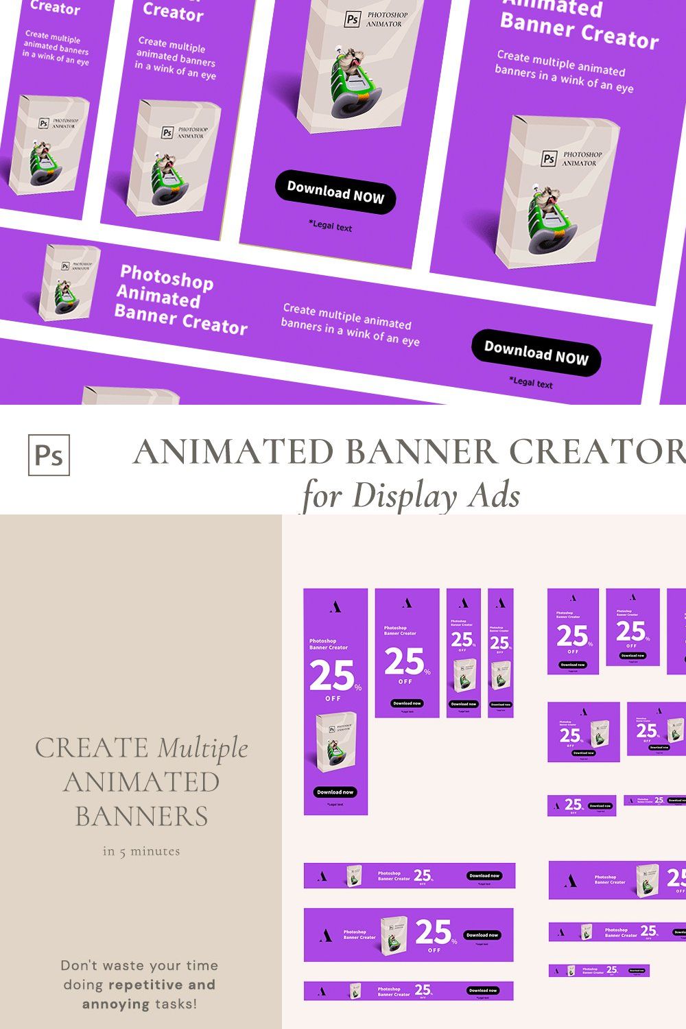 Photoshop Animated Banner Creator pinterest preview image.