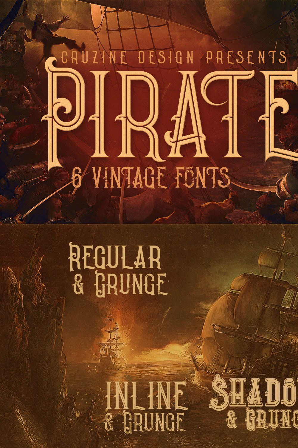 Pirate- Vintage Style Font pinterest preview image.