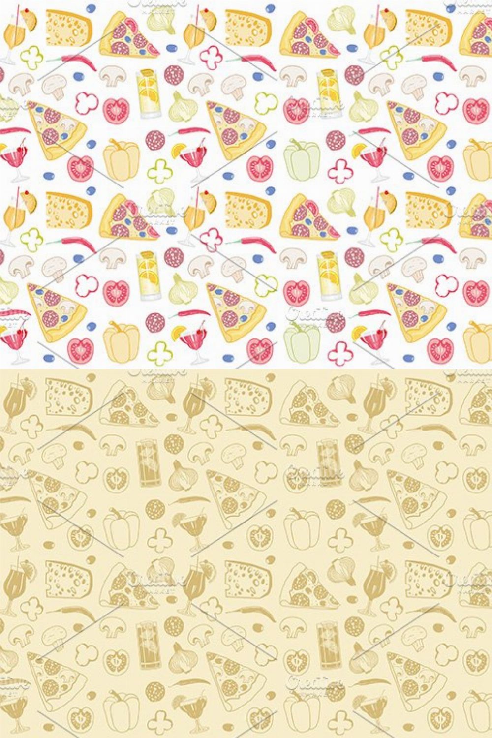 Pizza seamless pattern pinterest preview image.