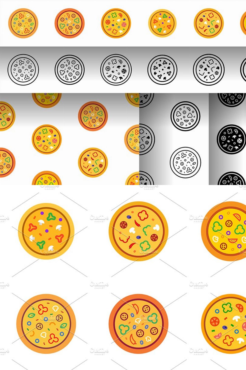 Pizza Set + pattern pinterest preview image.