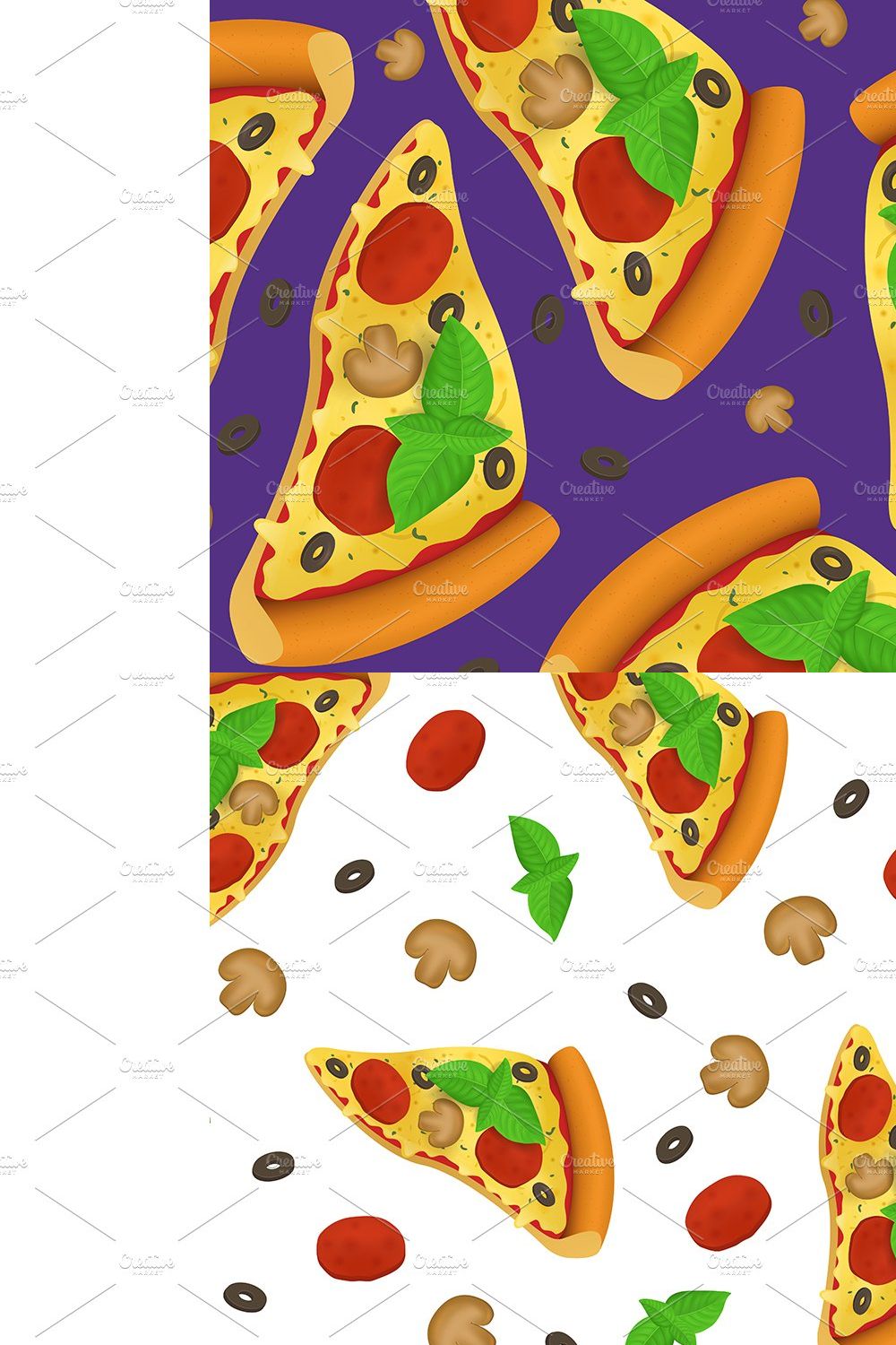Pizza Slice Seamless Pattern pinterest preview image.