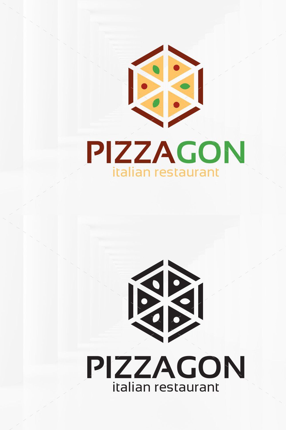 Pizzagon Logo Template pinterest preview image.