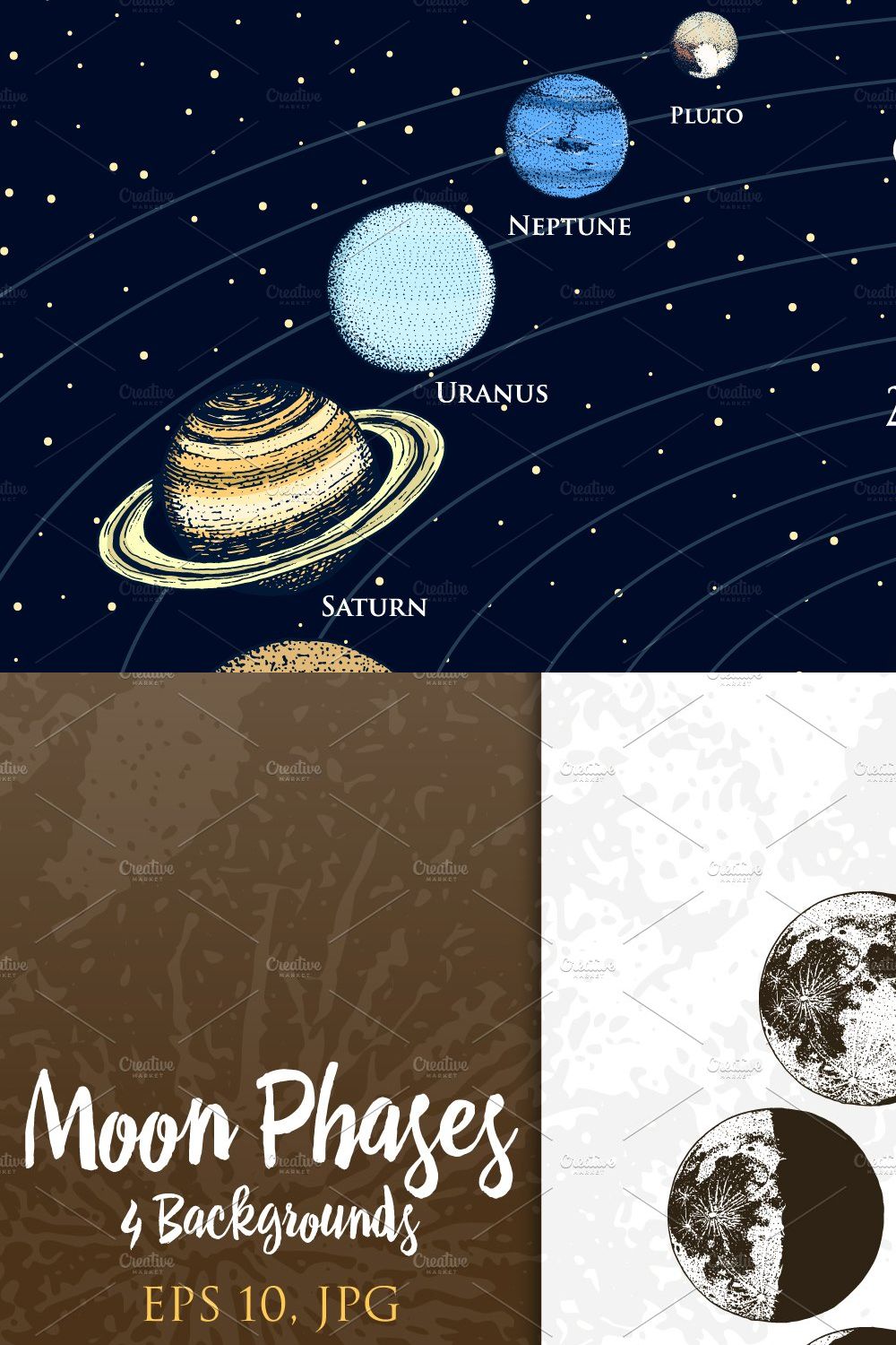 Planets in Solar System. Space. pinterest preview image.