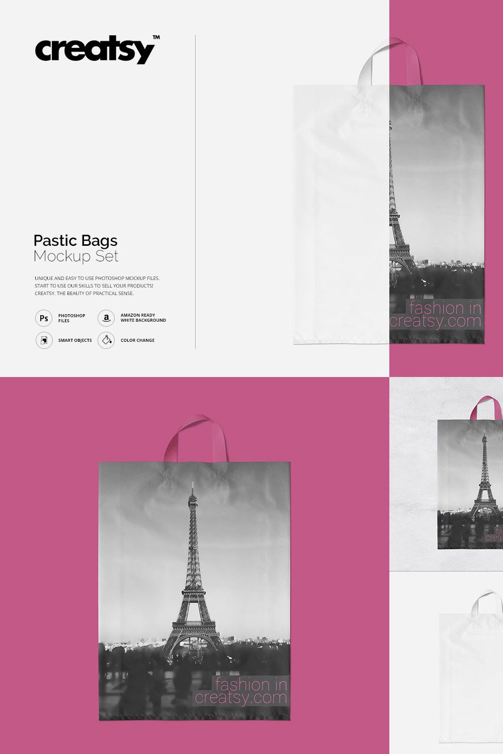 Plastic Bags Mockup Set pinterest preview image.
