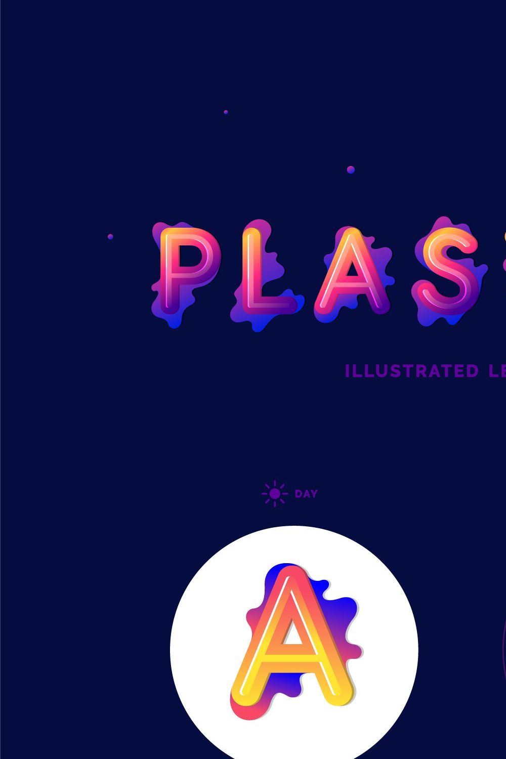 Plastic font / Illustrated letters pinterest preview image.