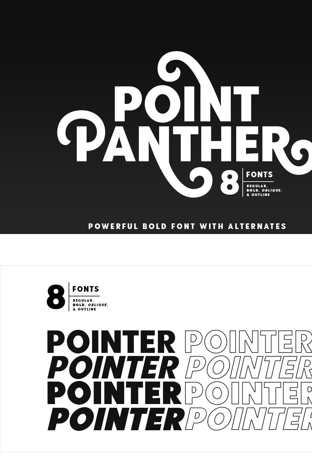 Point Panther (8 BOLD FONTS) pinterest preview image.