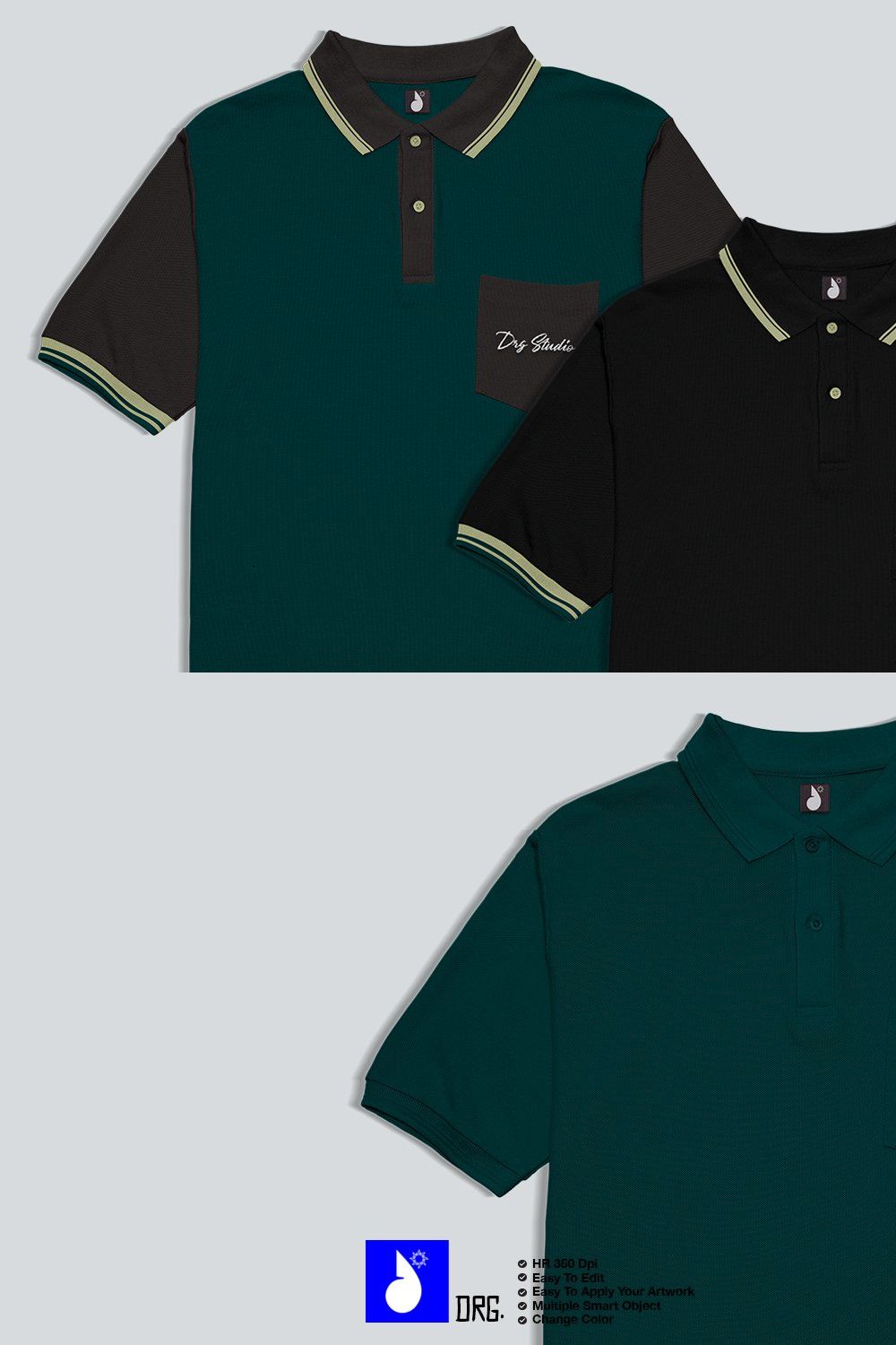 Polo Shirt Mockup pinterest preview image.