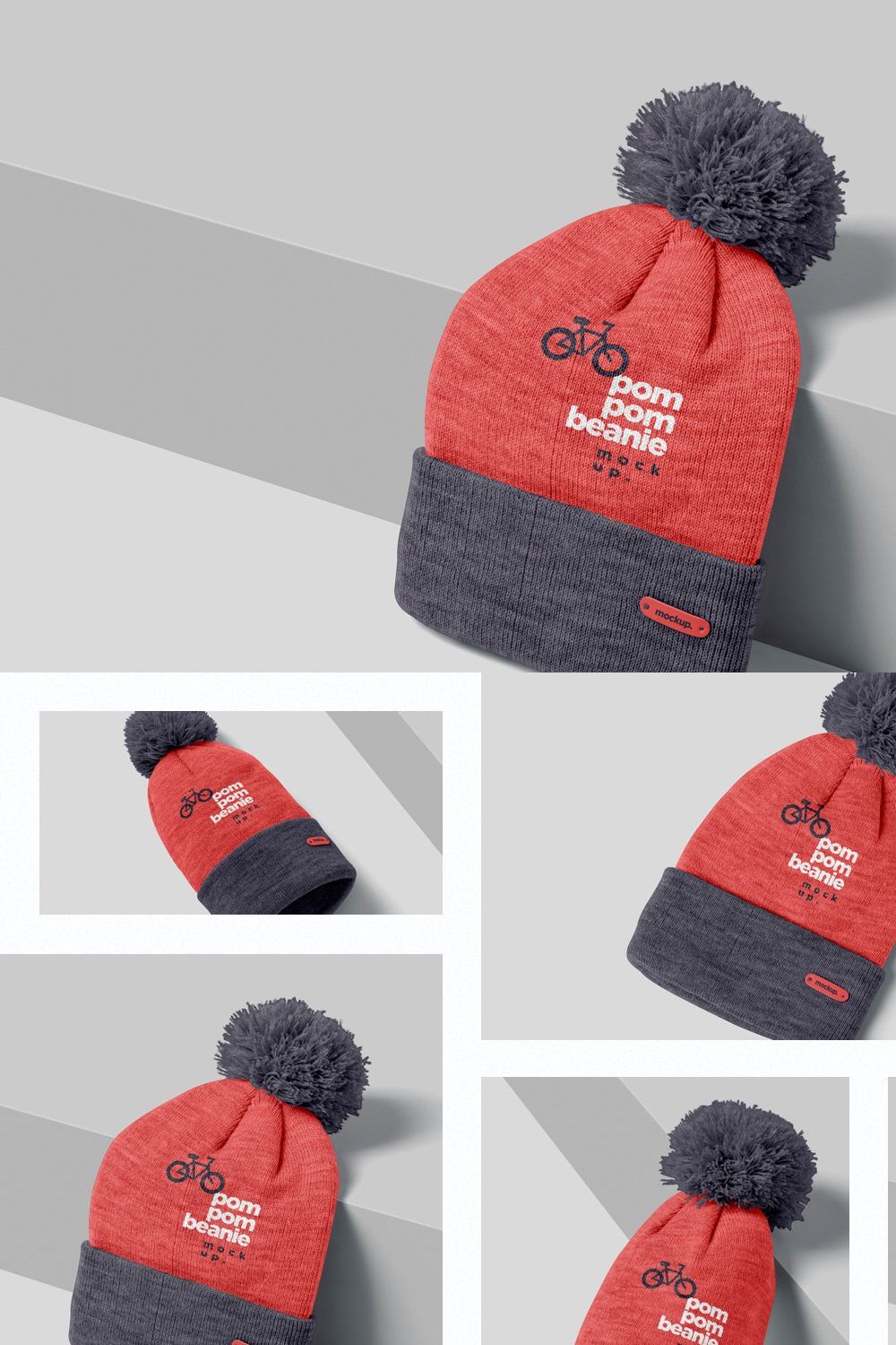 Pom Pom Beanie Mockups pinterest preview image.