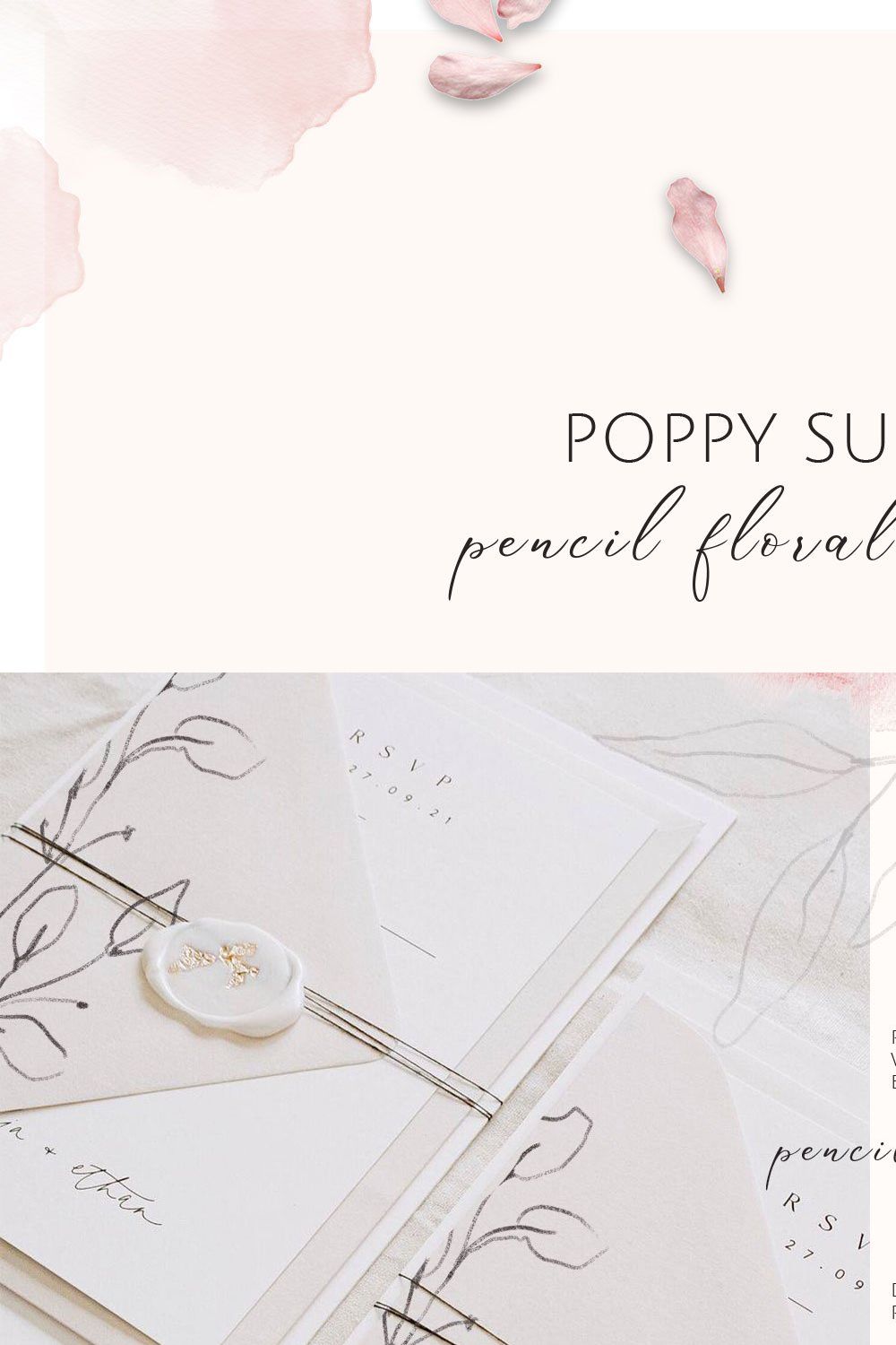POPPY SUNSET pencil floral sketches pinterest preview image.