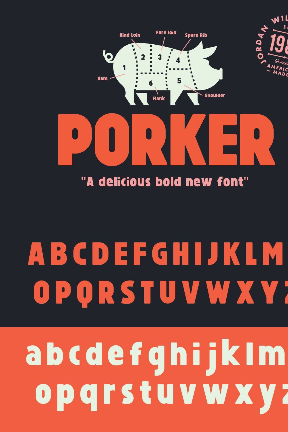 Porker Font (+ Bonus Pack) pinterest preview image.