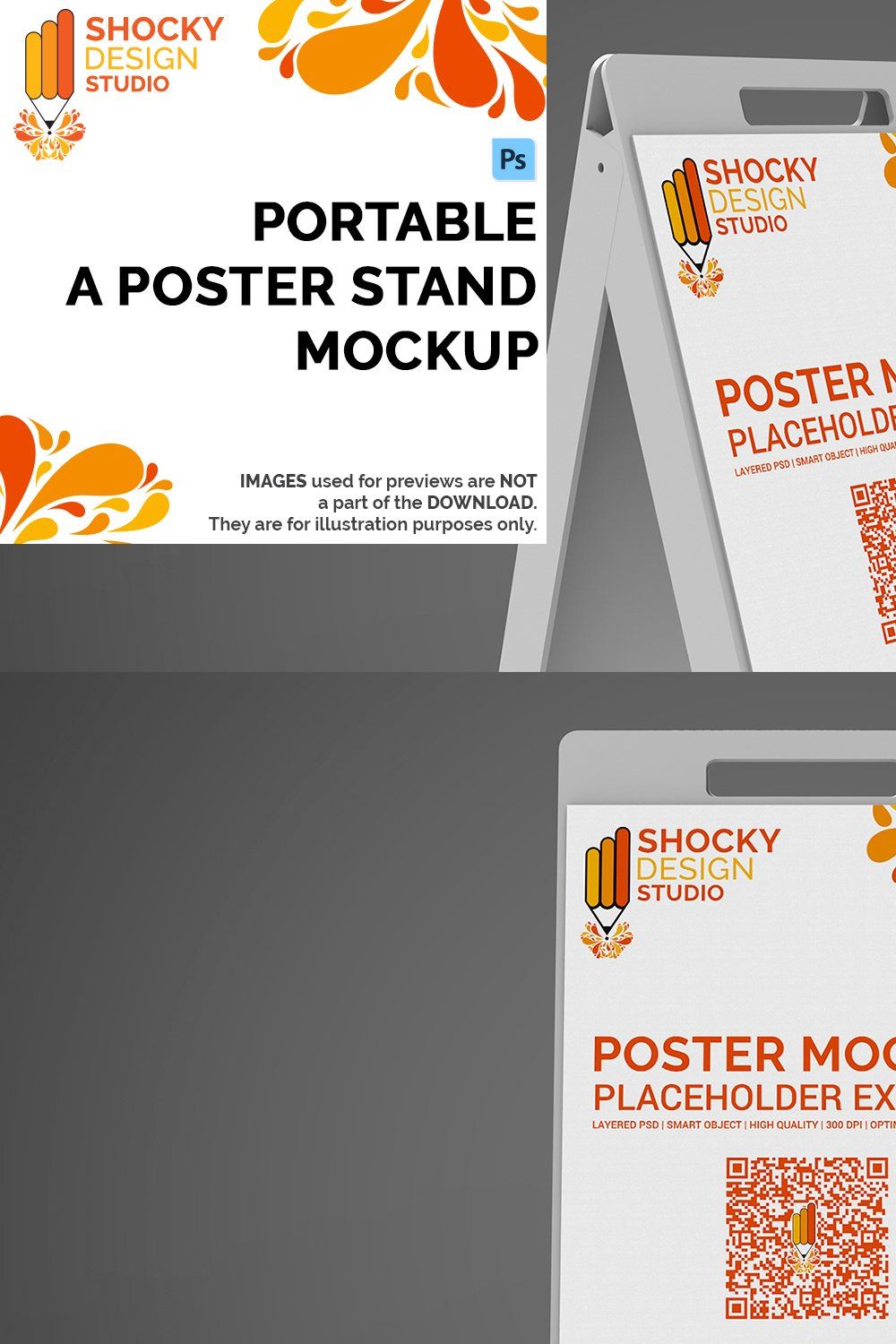 Portable A Poster Stand Mockup pinterest preview image.