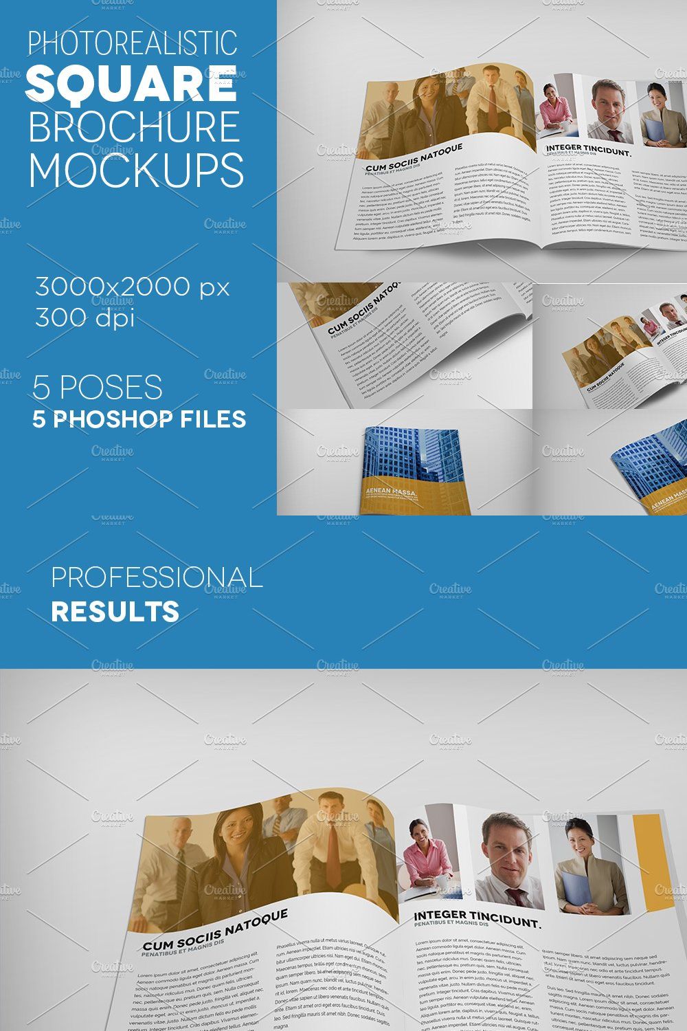Premium Square Brochure Mockups pinterest preview image.