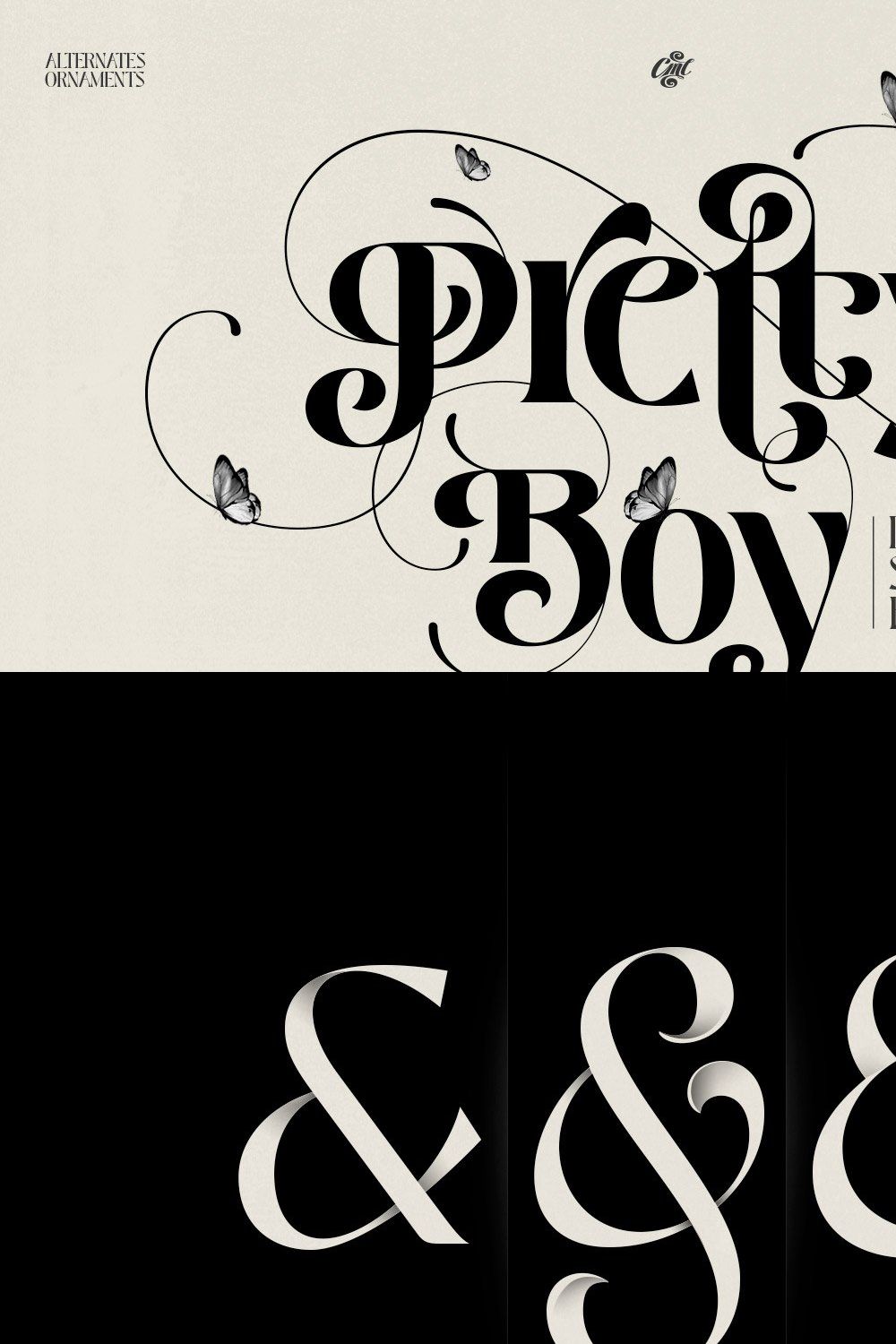 Pretty Boy - Decorative Serif family pinterest preview image.