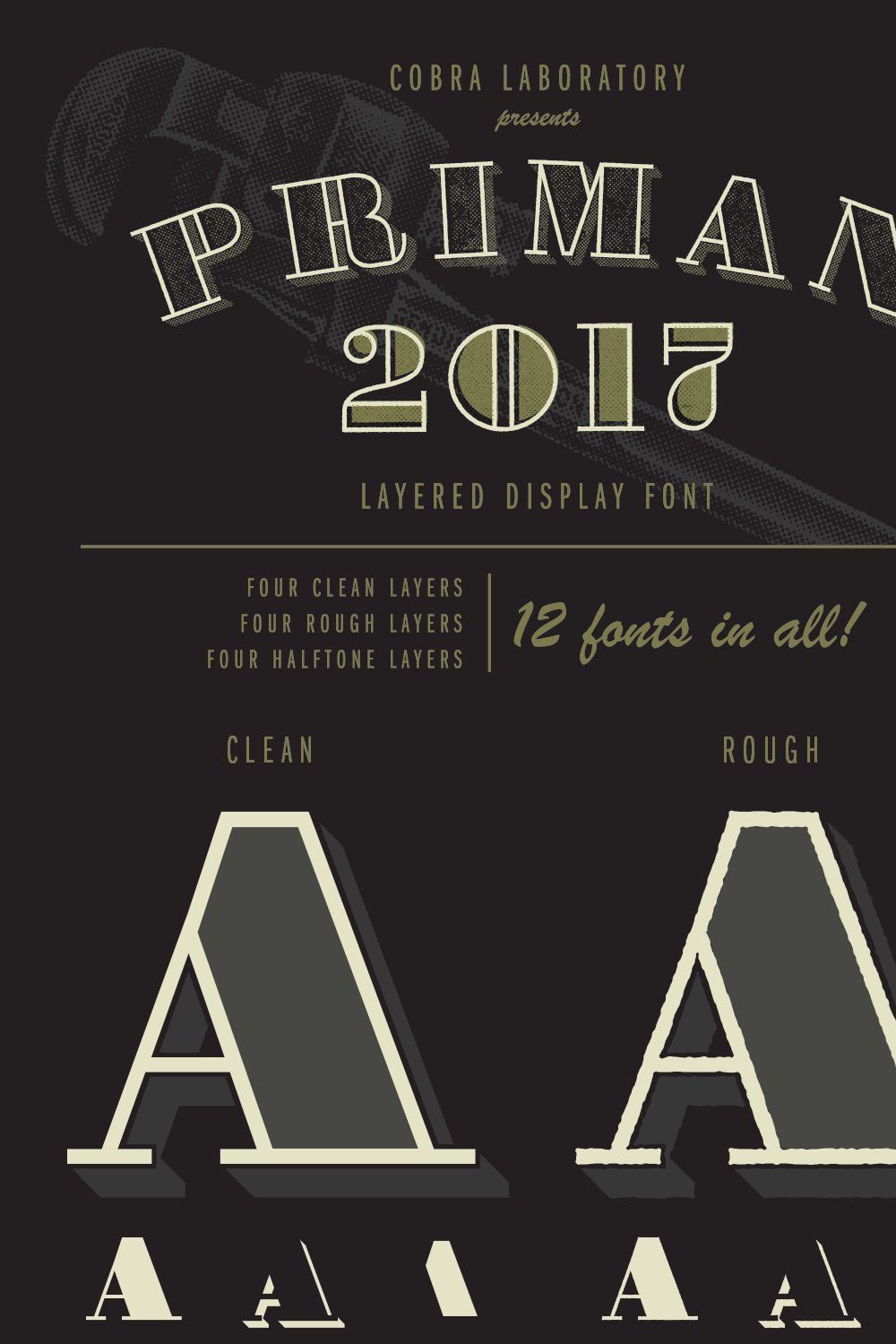 Priman Layered Display Font pinterest preview image.