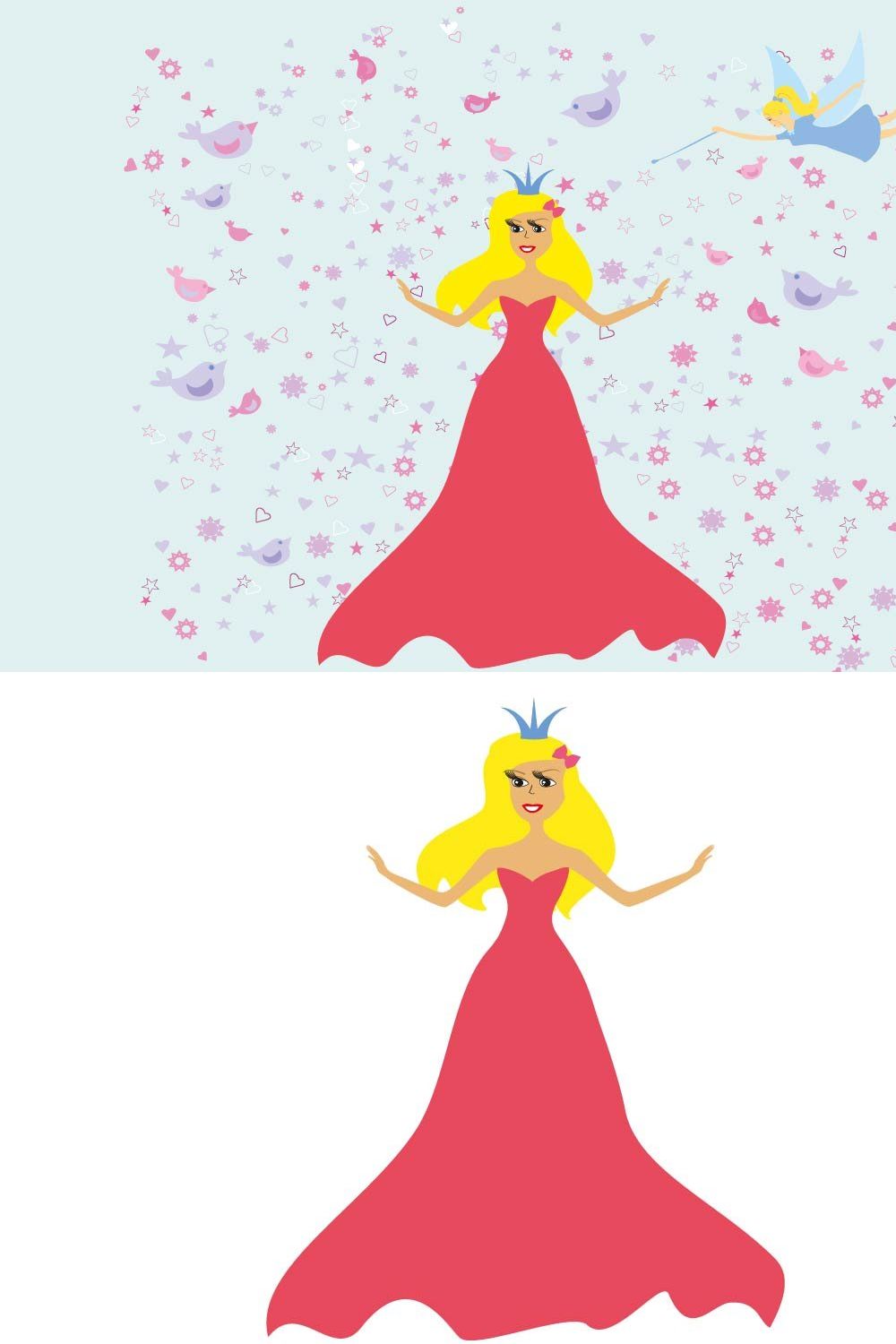 Princess with fairy pinterest preview image.