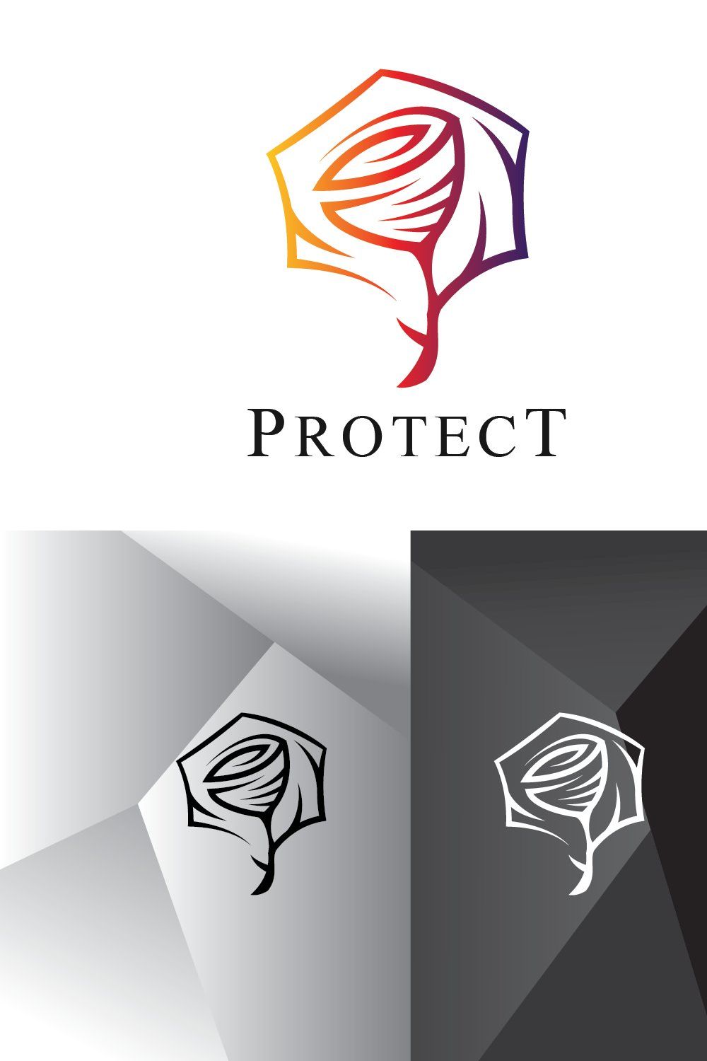 Protected Rose Flower Logo Template pinterest preview image.