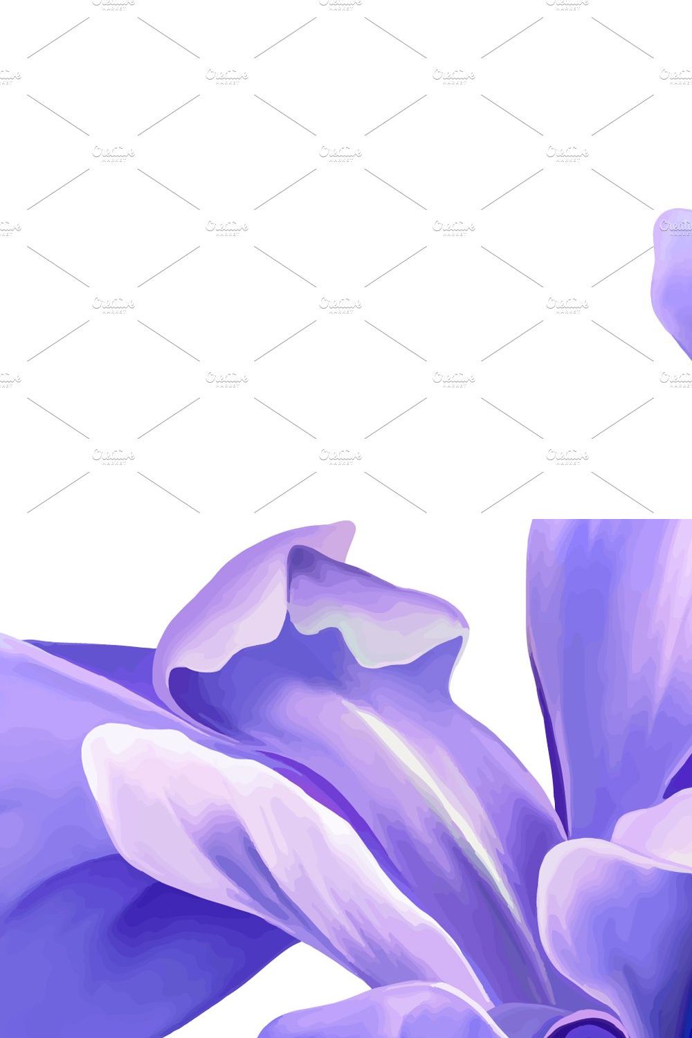 Purple Iris Flower. Vector pinterest preview image.