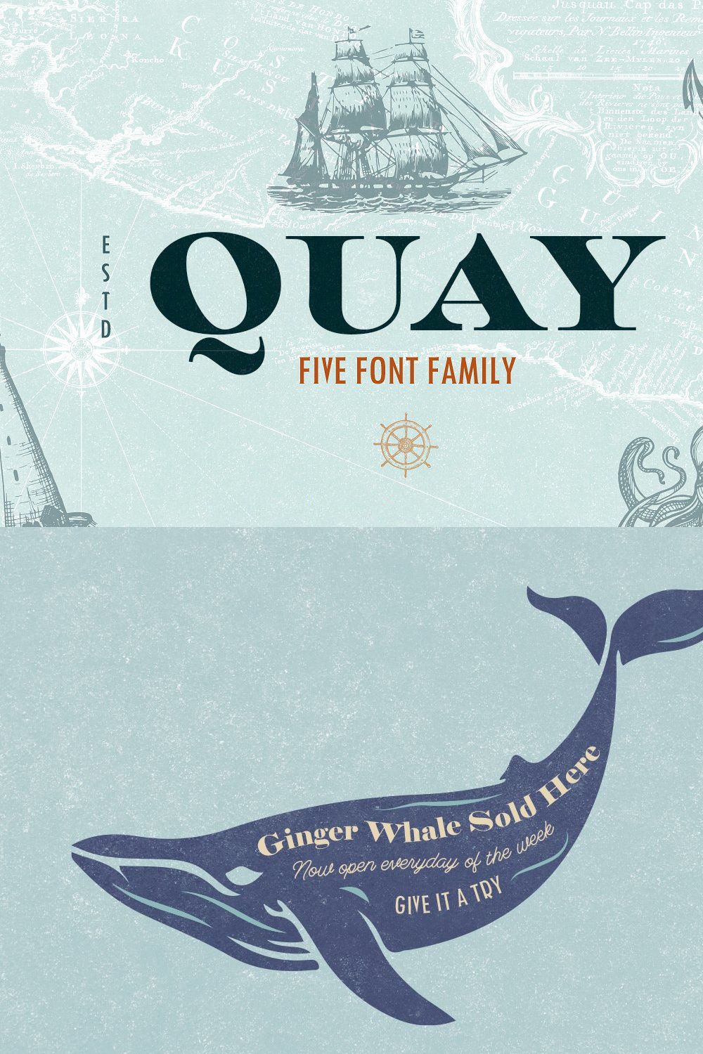 Quay Font Bundle & Bonus Logos pinterest preview image.