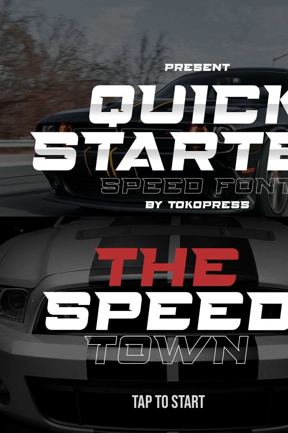 QUICKSTARTER - Racing Gaming font pinterest preview image.