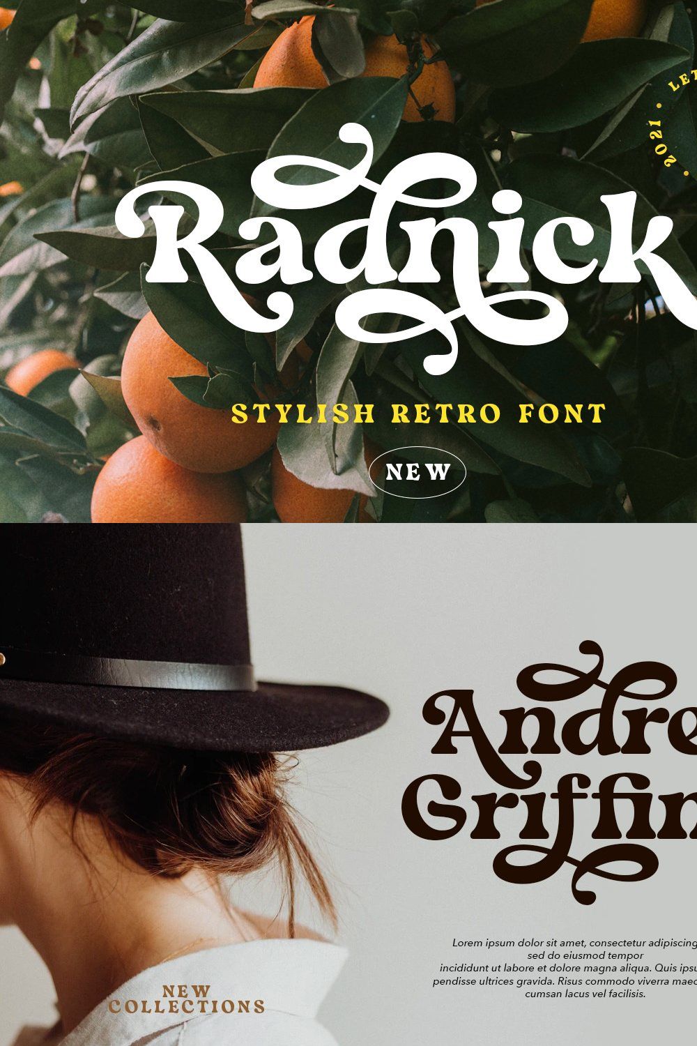 Radnick - Stylish Retro Font pinterest preview image.