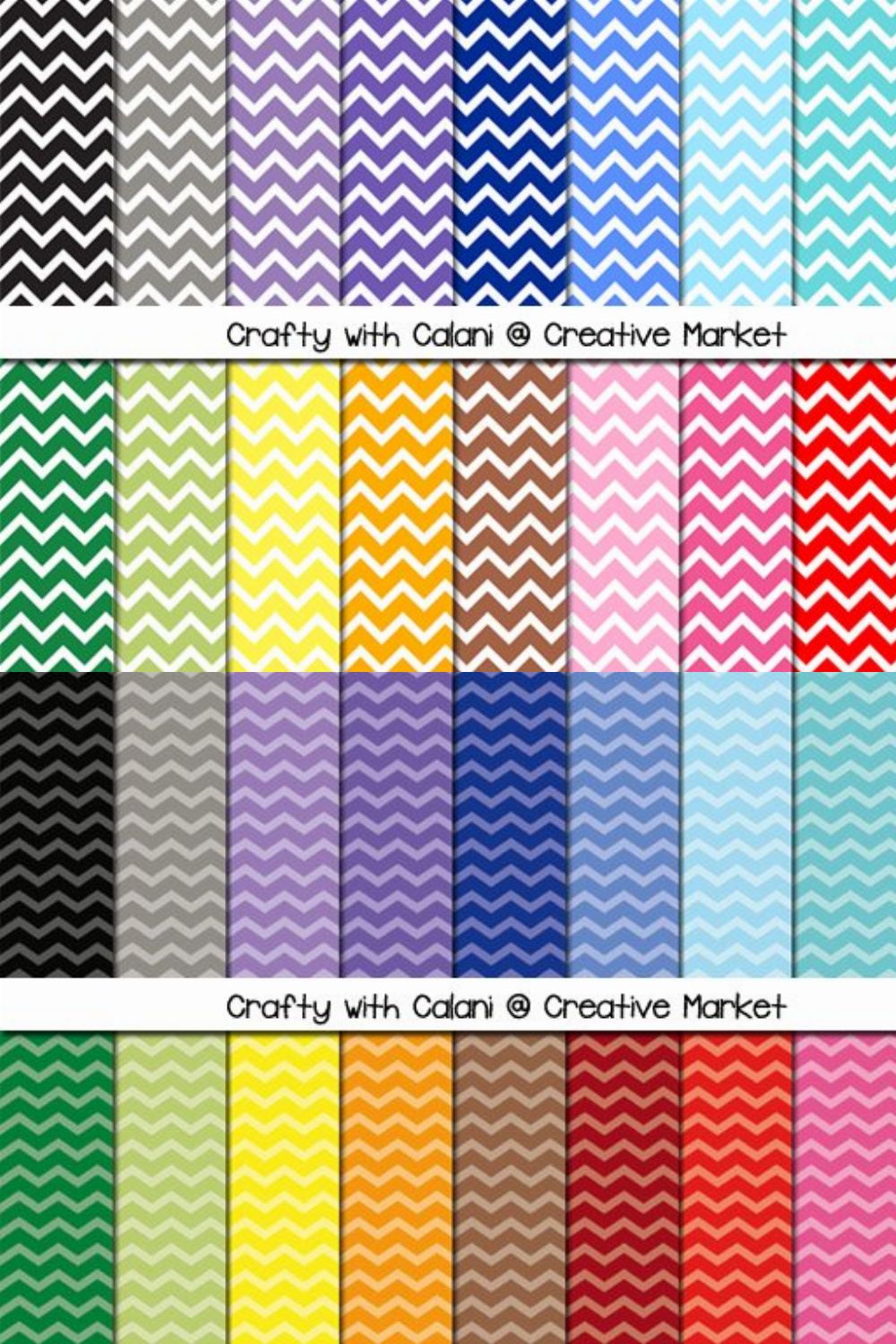 Rainbow Chevron Digital Paper pinterest preview image.