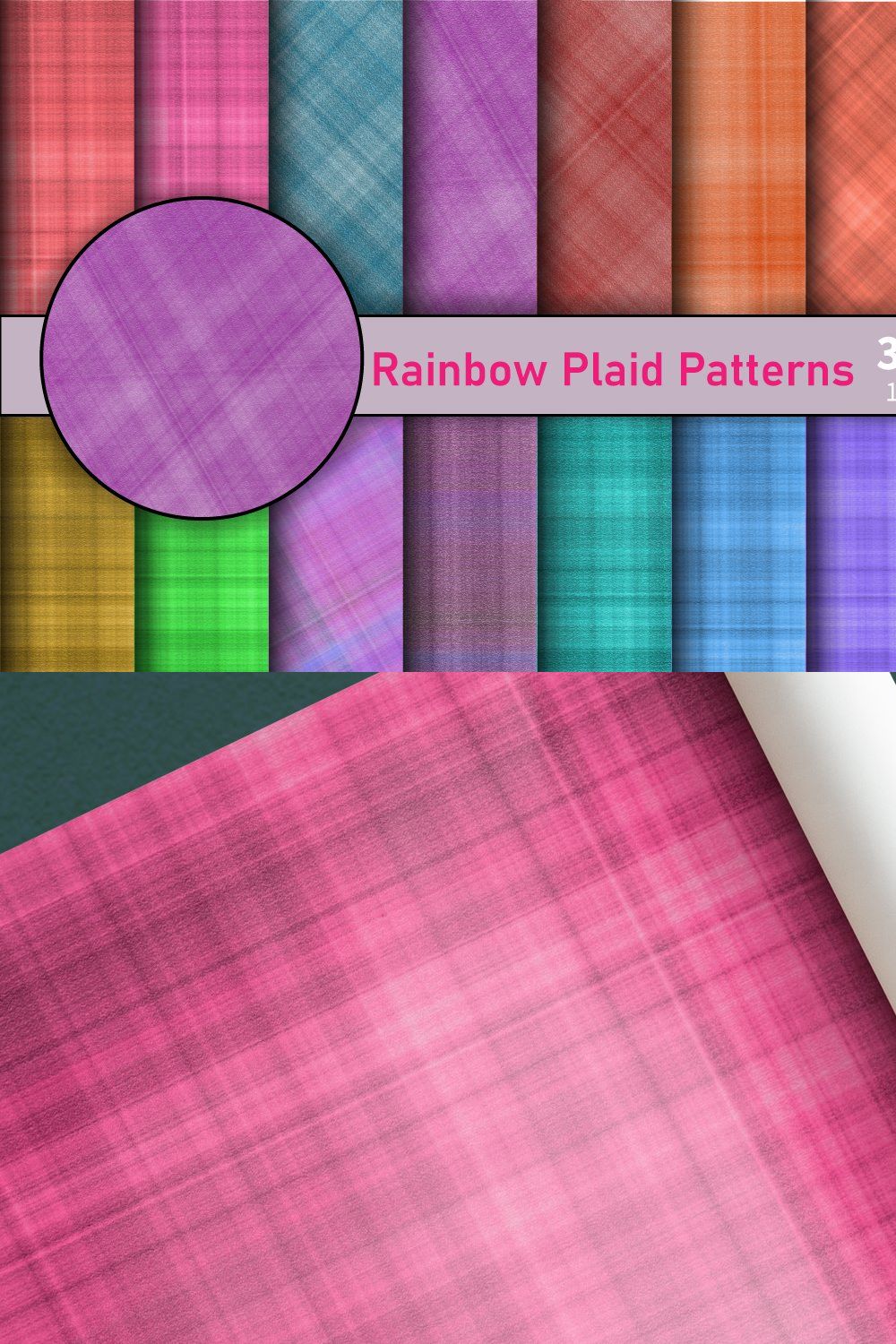 Rainbow Colorfull Plaid Patterns pinterest preview image.