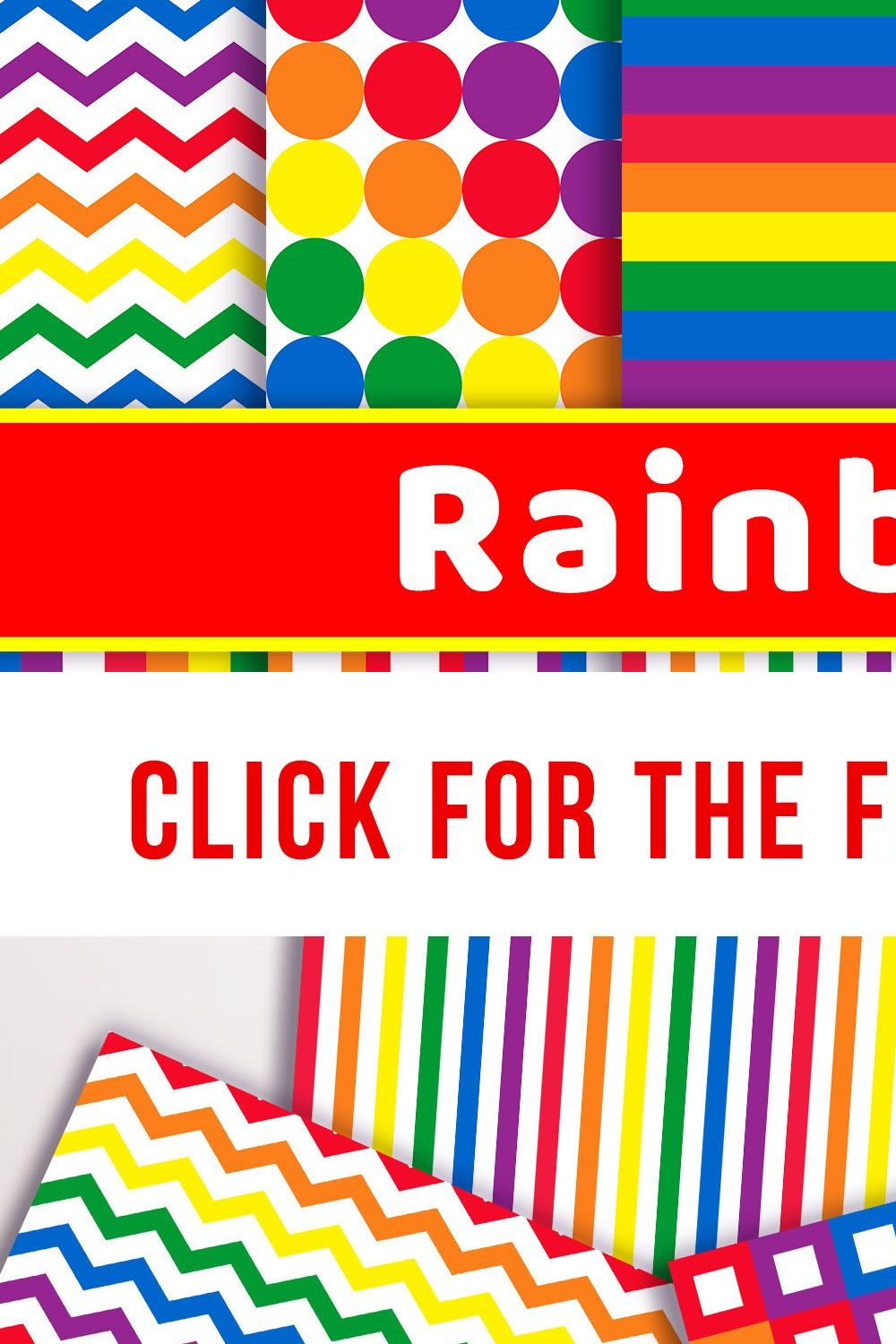 Rainbow Digital Papers pinterest preview image.