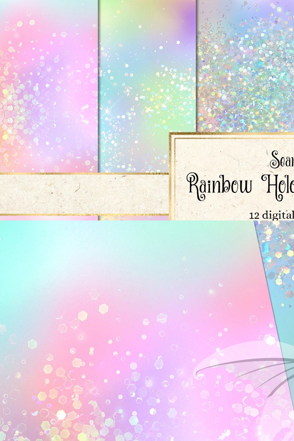 Rainbow Holographic Glitter Textures pinterest preview image.
