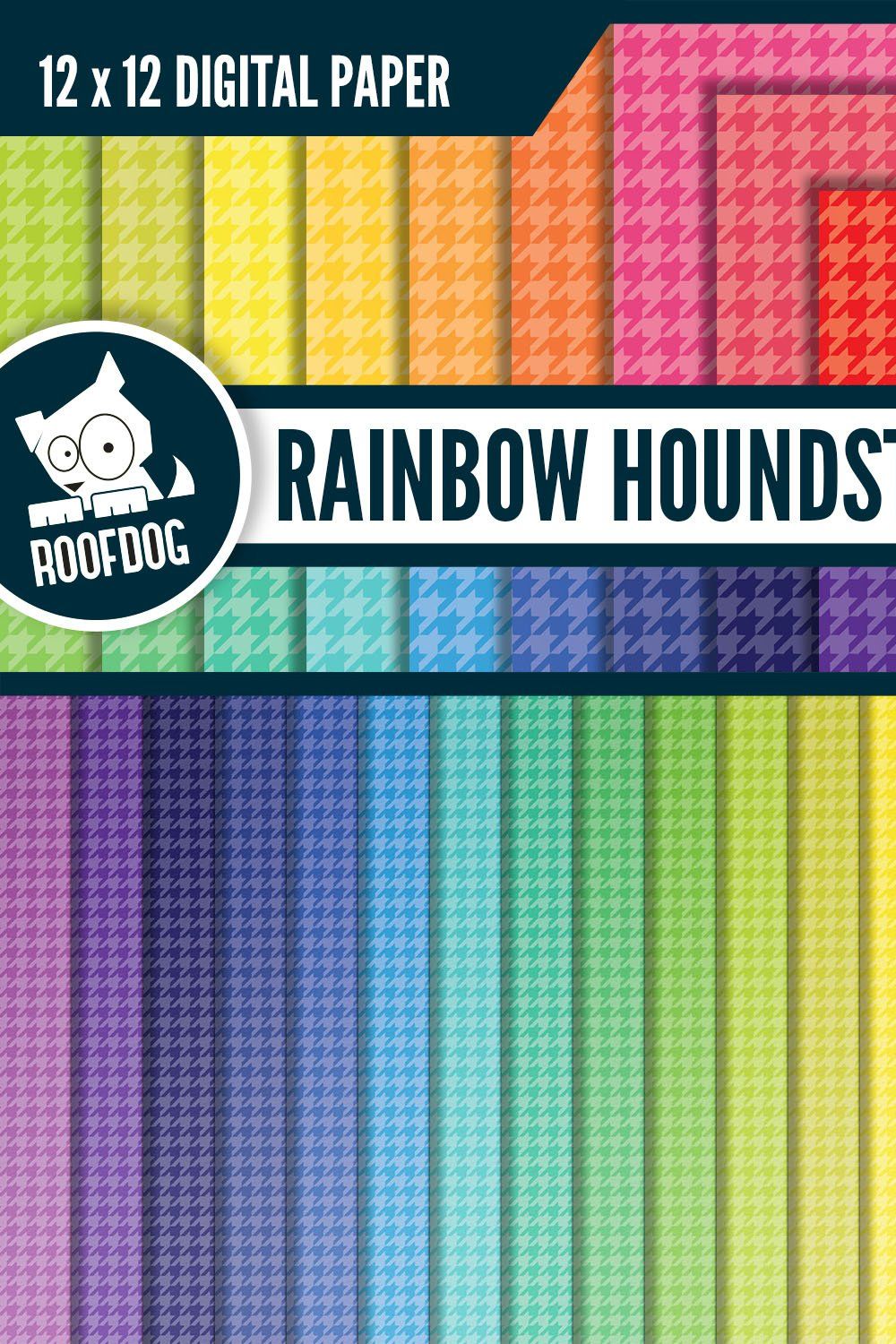 Rainbow houndstooth digital paper pinterest preview image.
