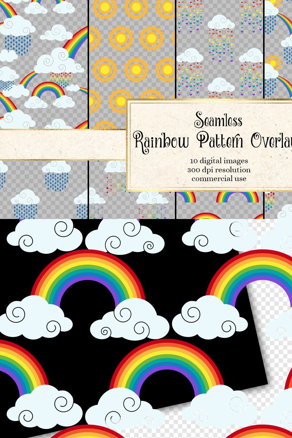 Rainbow Pattern Overlays pinterest preview image.