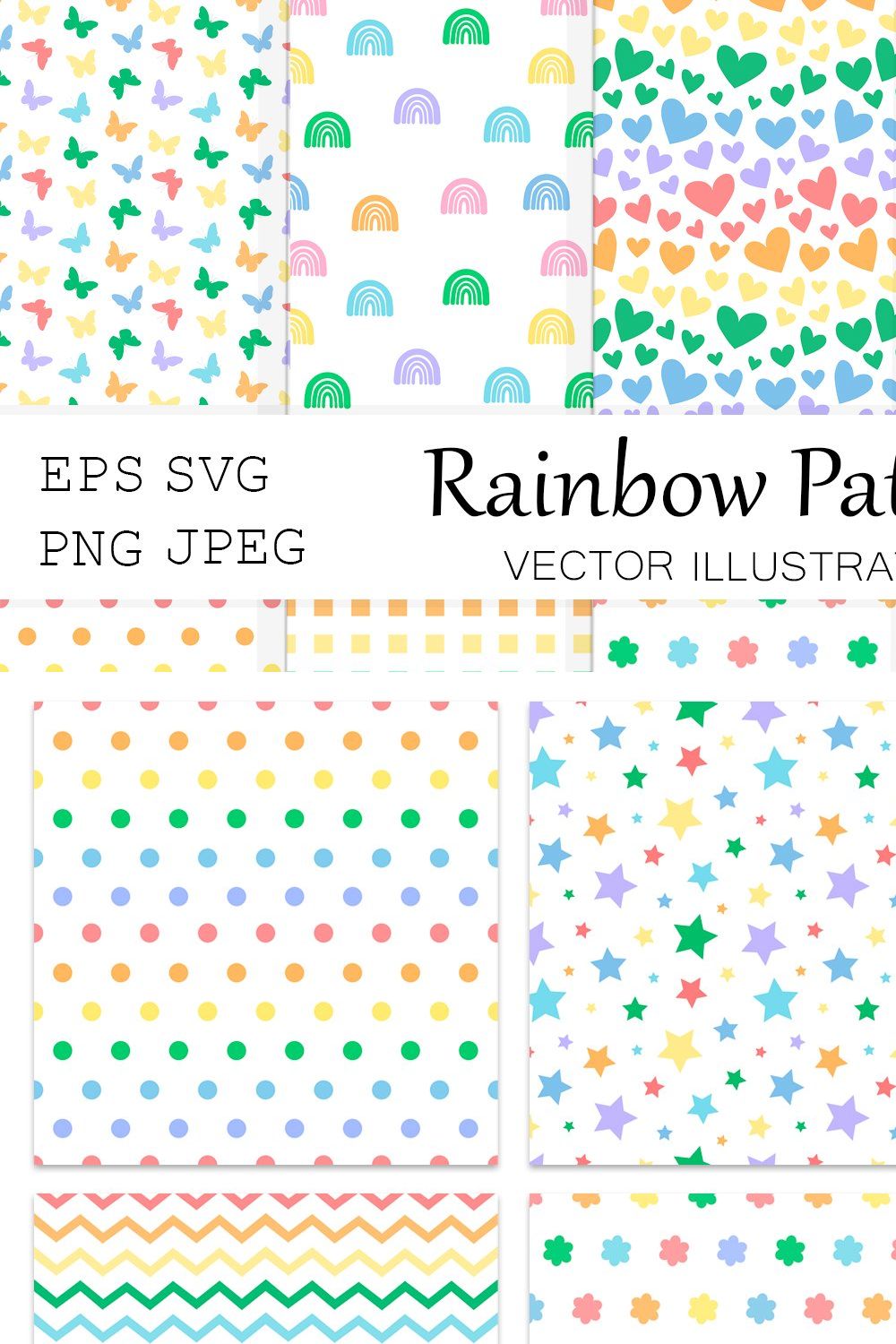 Rainbow pattern. Abstract pattern pinterest preview image.