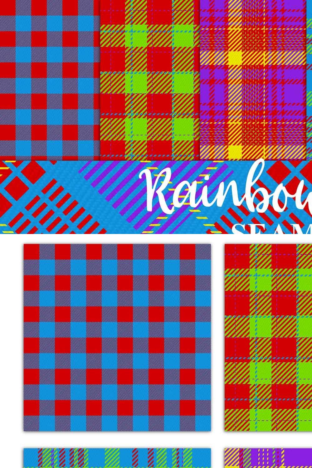 Rainbow Plaid Digital Paper pinterest preview image.
