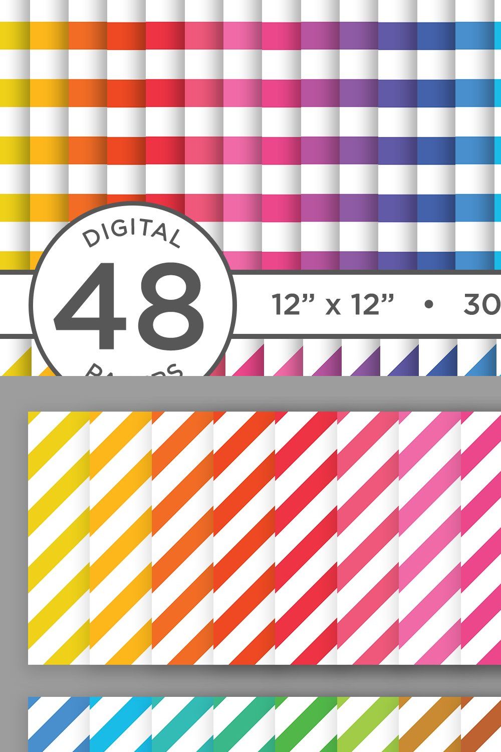Rainbow Seamless Stripes Patterns pinterest preview image.