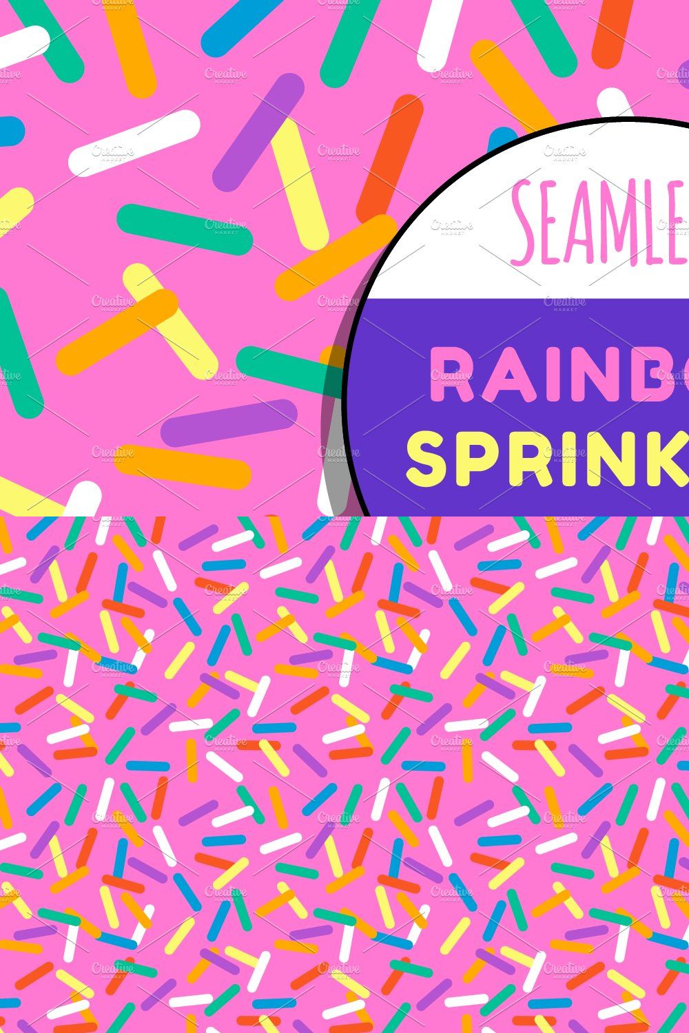 Rainbow Sprinkles Seamless pattern pinterest preview image.