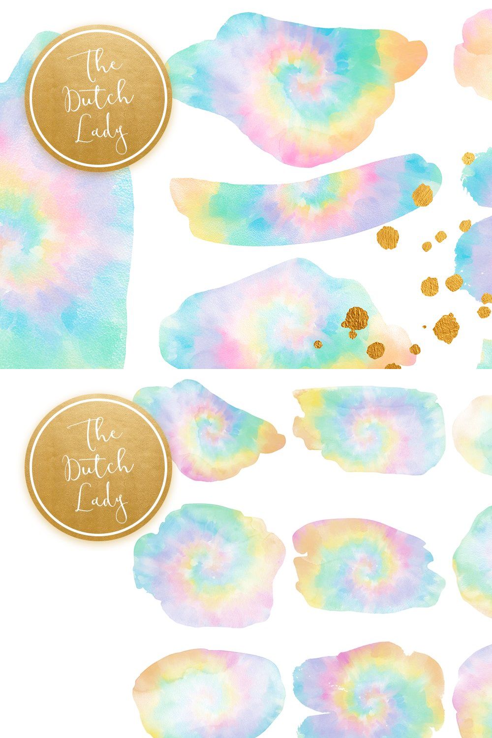 Rainbow Tie Dye Watercolor Smears pinterest preview image.