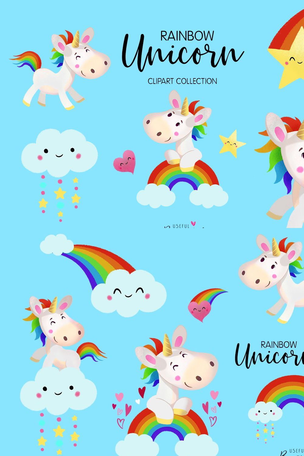 Rainbow Unicorn pinterest preview image.