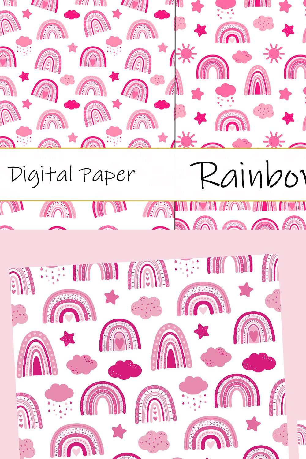 Rainbow Valentine's Day patterns pinterest preview image.