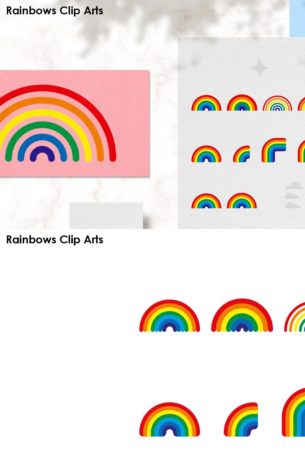 Rainbows Clip Arts - PNG, SVG, EPS pinterest preview image.