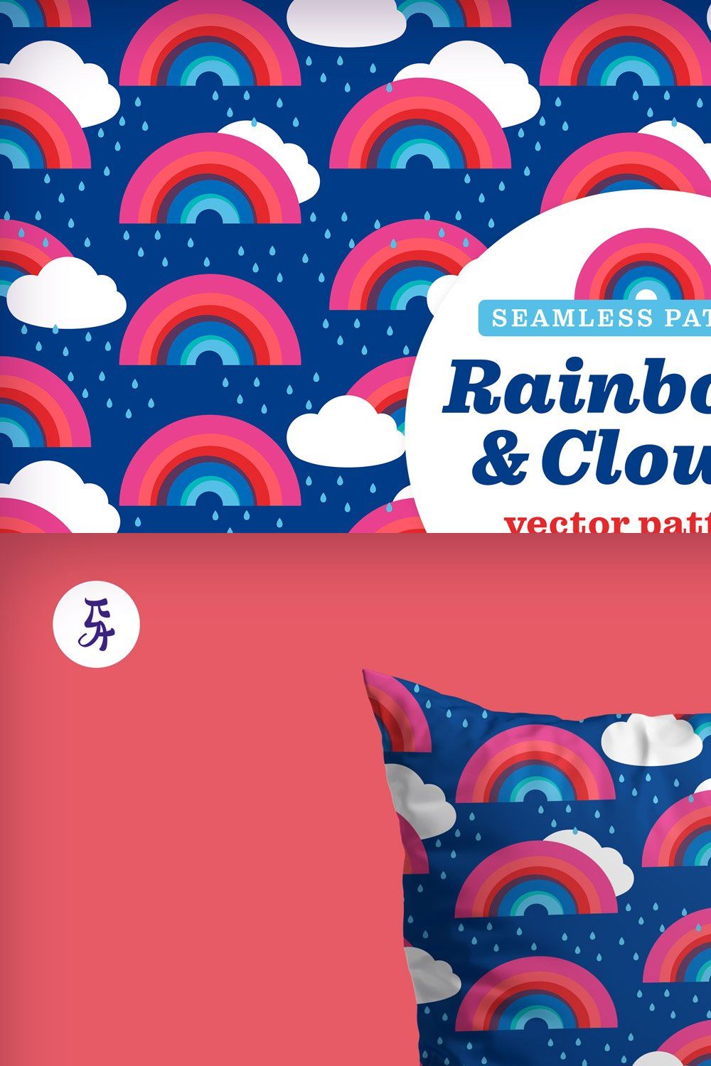 Rainbows – Kids Retro Design Pattern pinterest preview image.