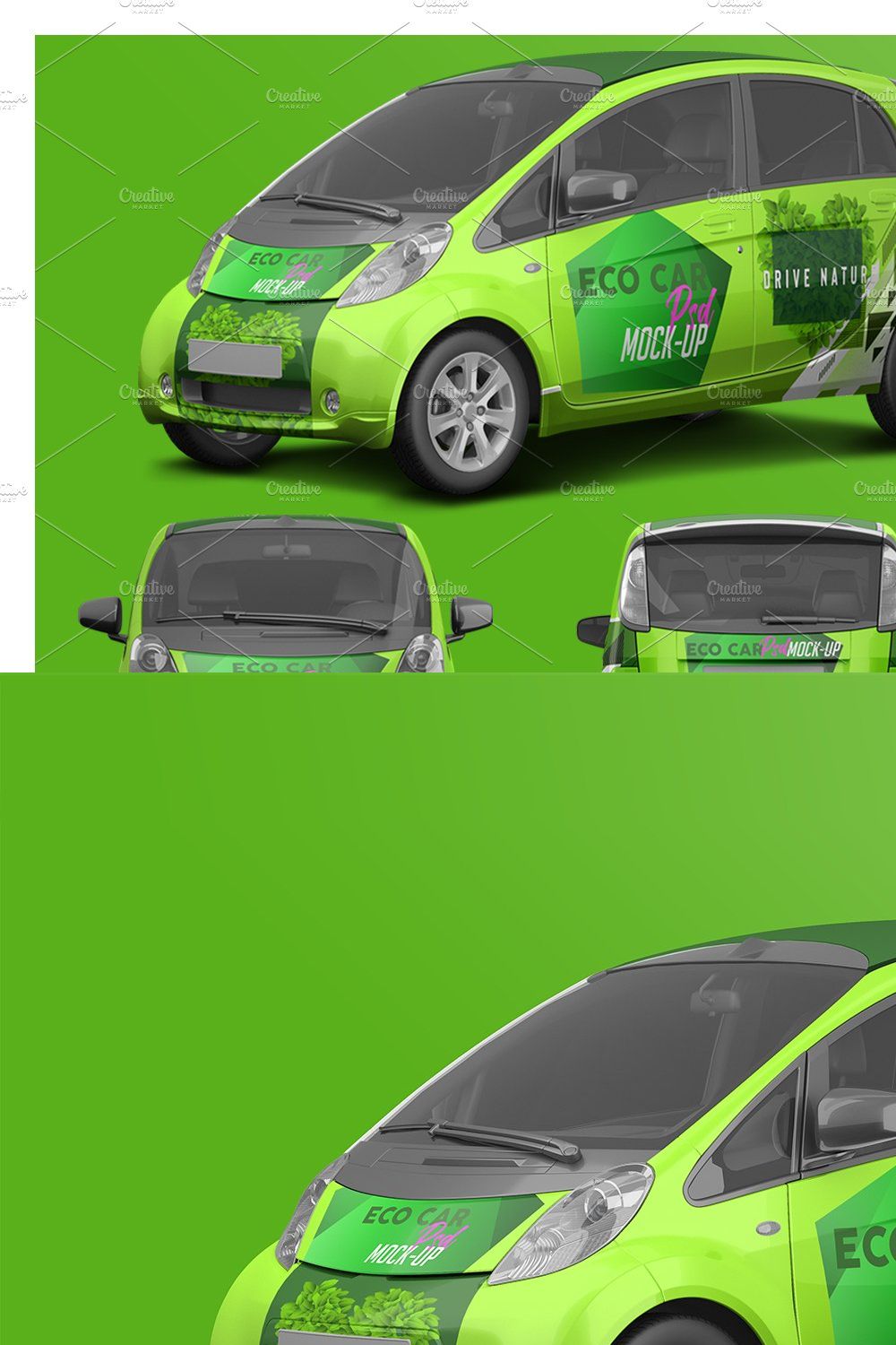 Realistic Electric Car PSD Mockup pinterest preview image.