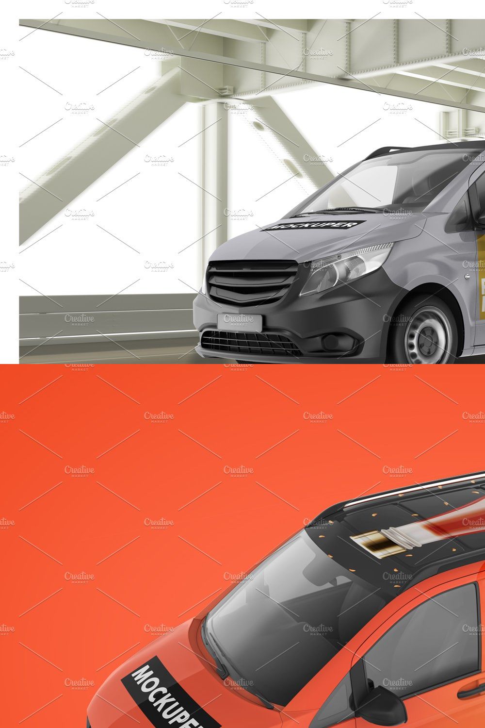 Realistic Panel Van PSD Mockup pinterest preview image.